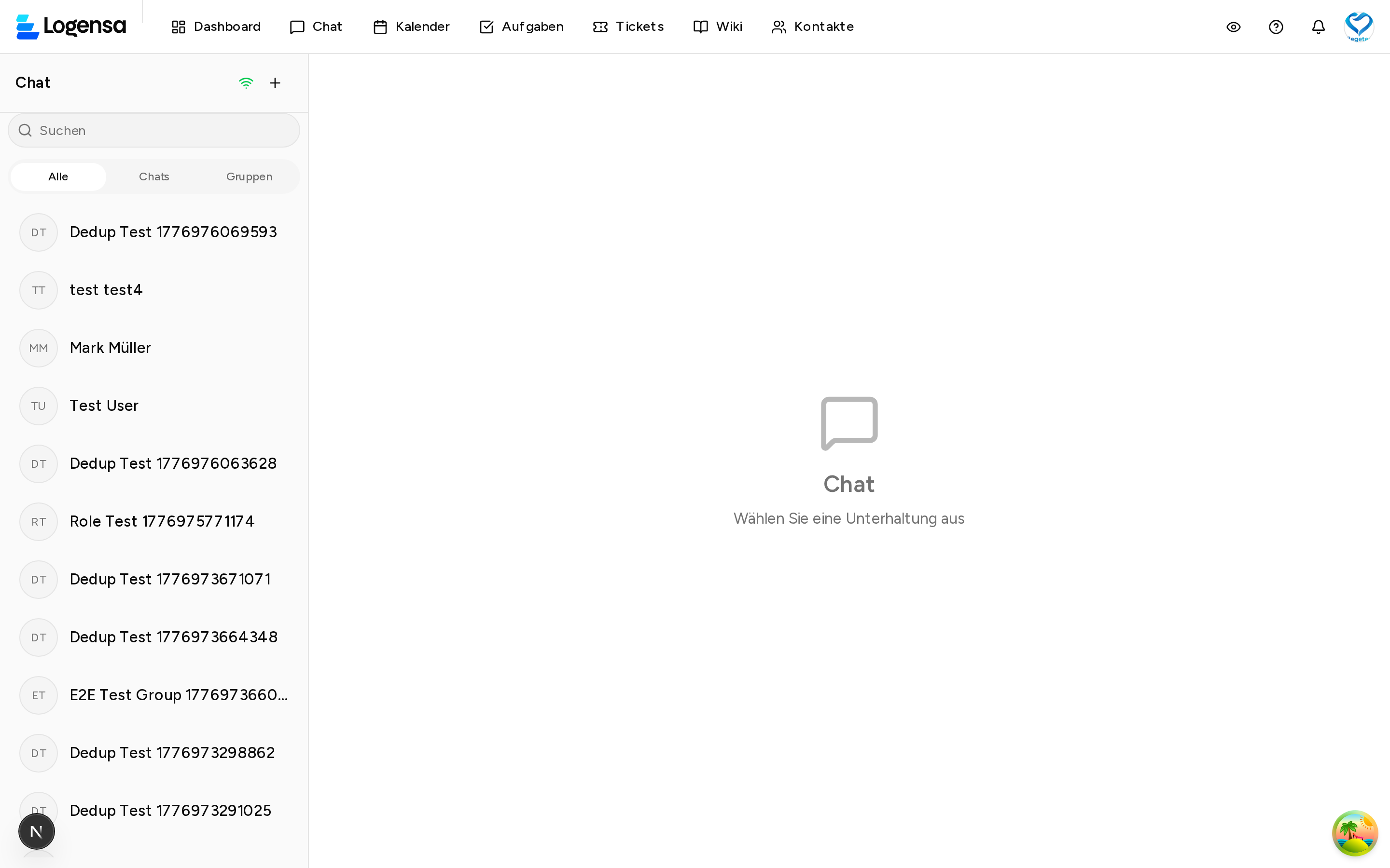 Chat-Modul mit Liste links und Konversations-Bereich rechts