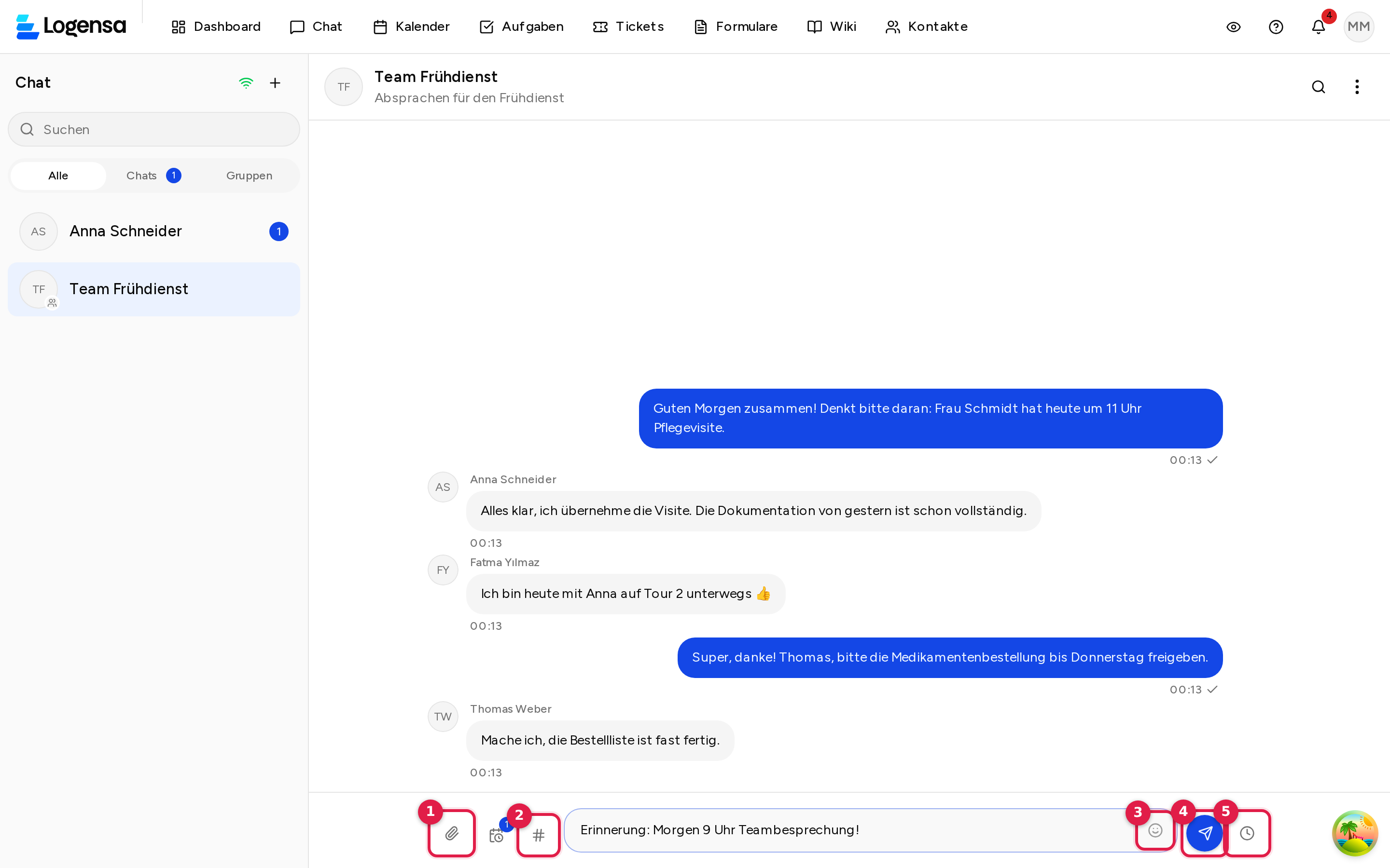 Chat-Eingabeleiste mit allen Funktionen