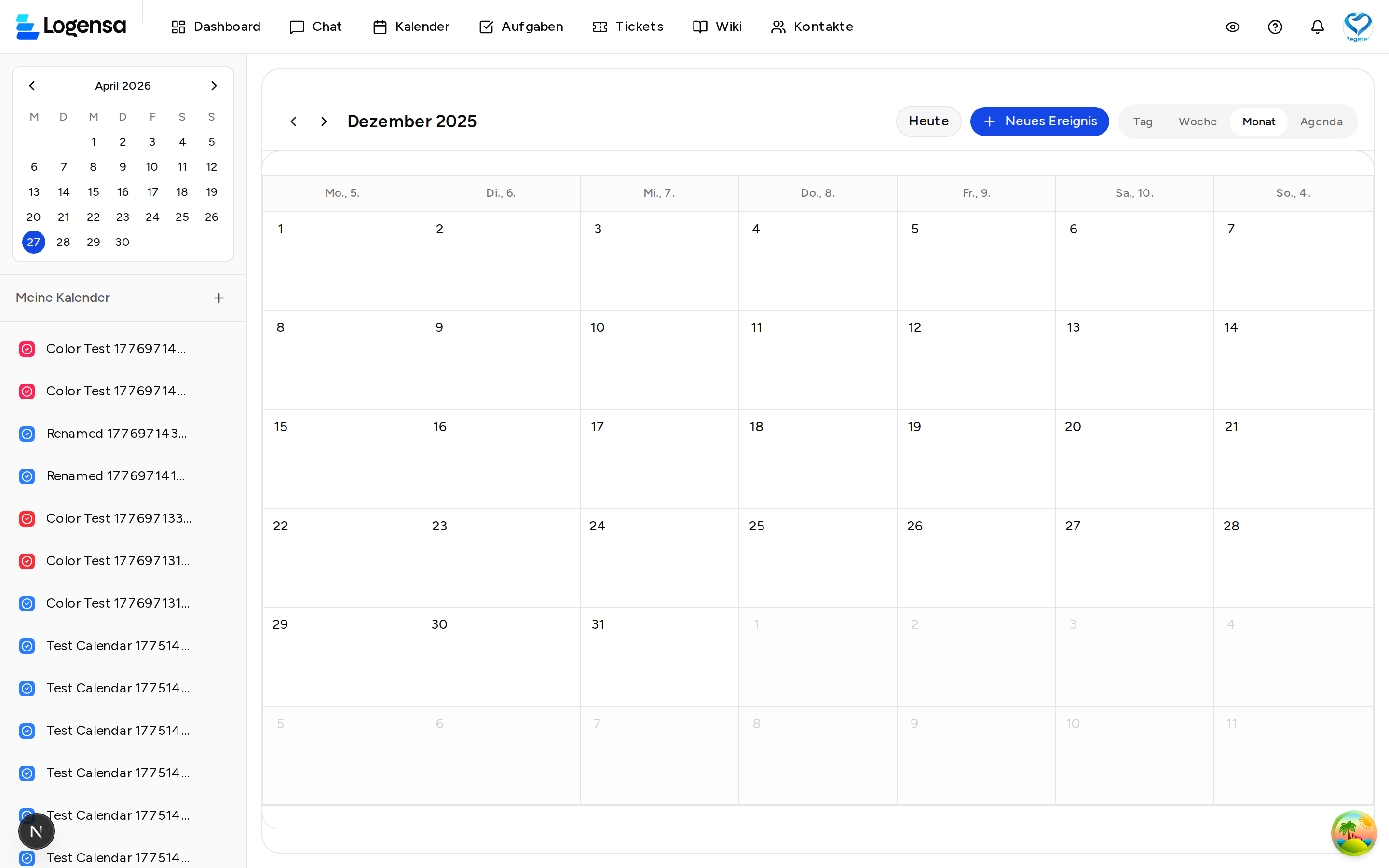 Kalender-Modul mit Monatsansicht