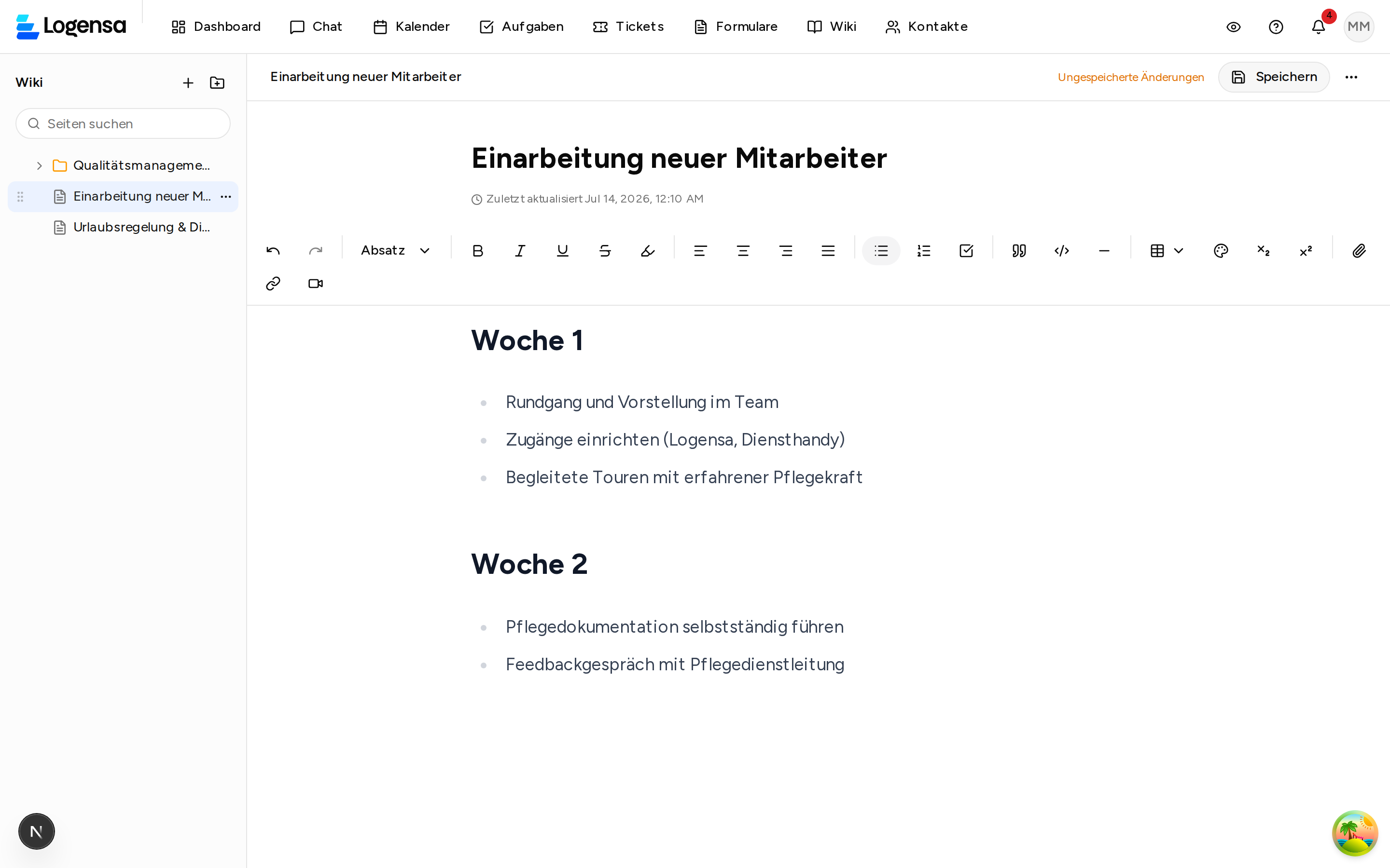Wiki mit Seitenbaum und Editor