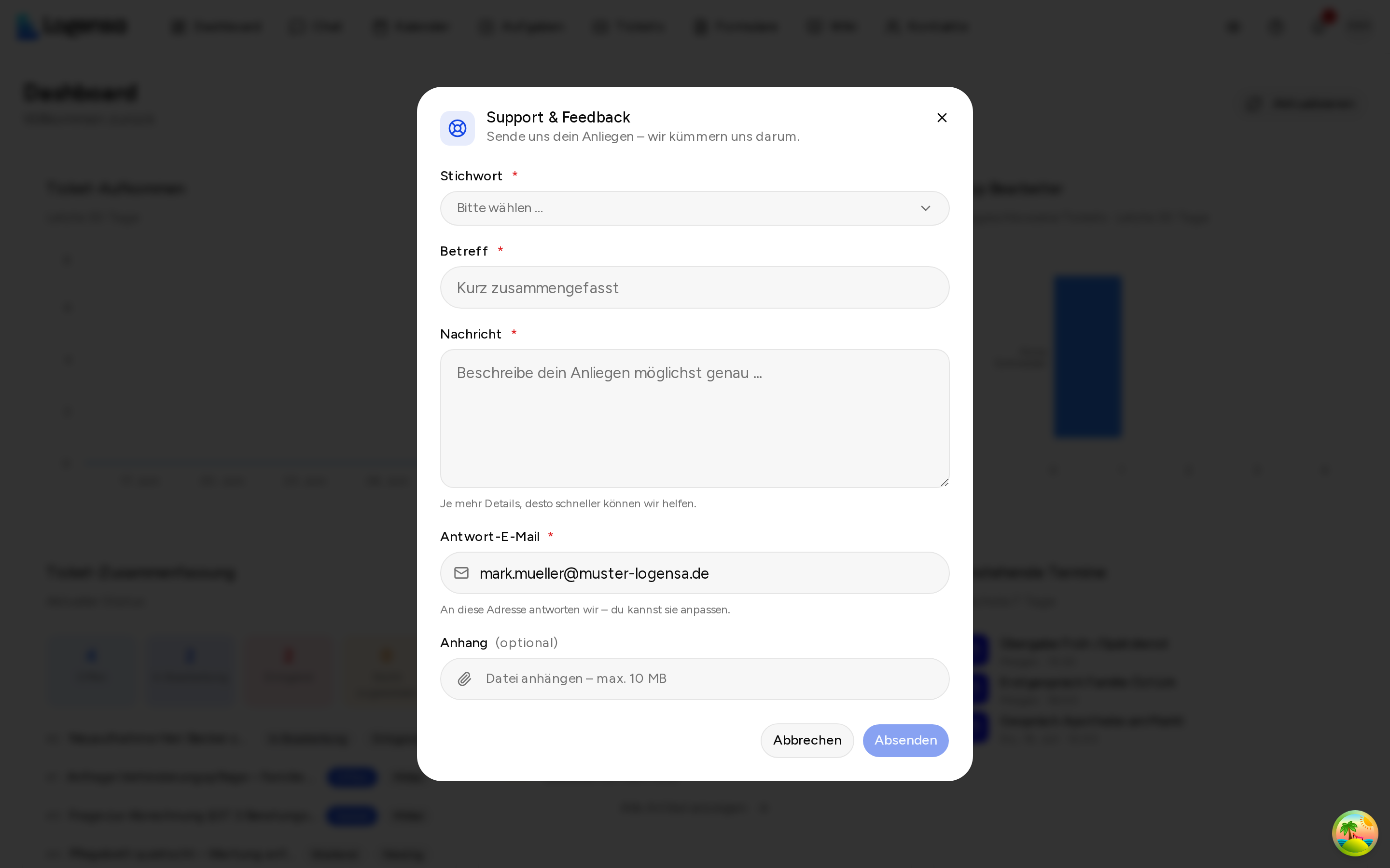Support &amp; Feedback Dialog