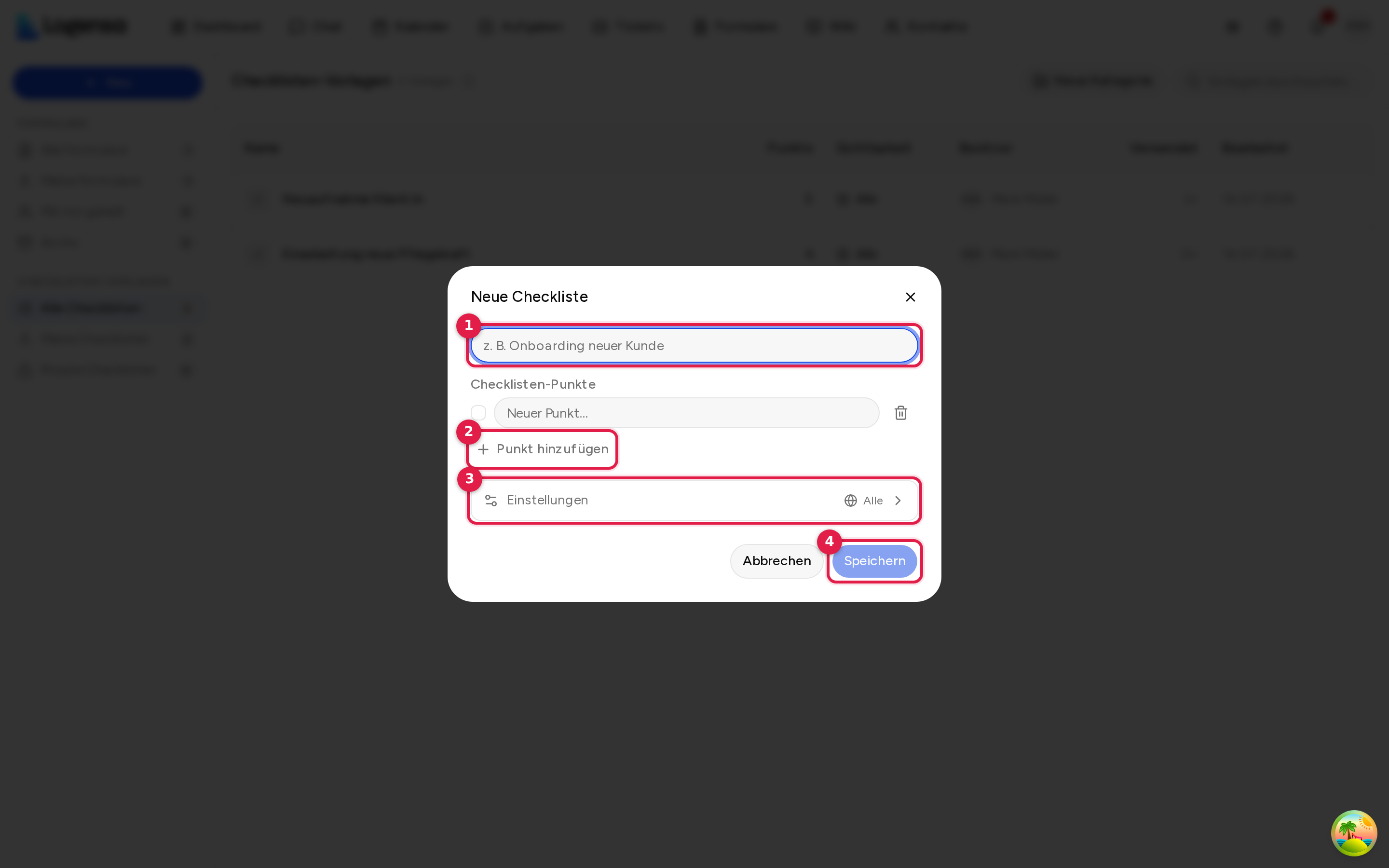 Dialog „Neue Checkliste"