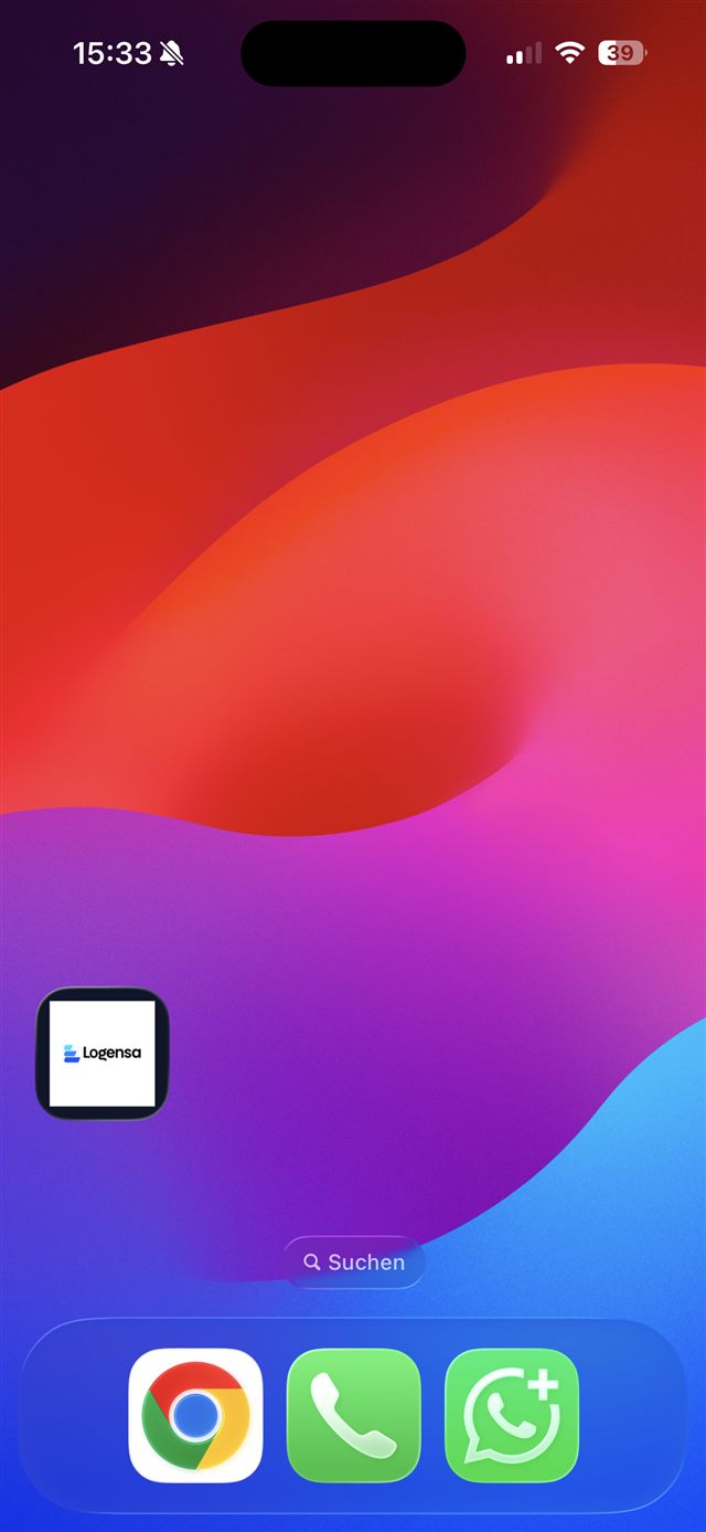 Der Startbildschirm des iPhones mit dem neuen Logensa-App-Symbol